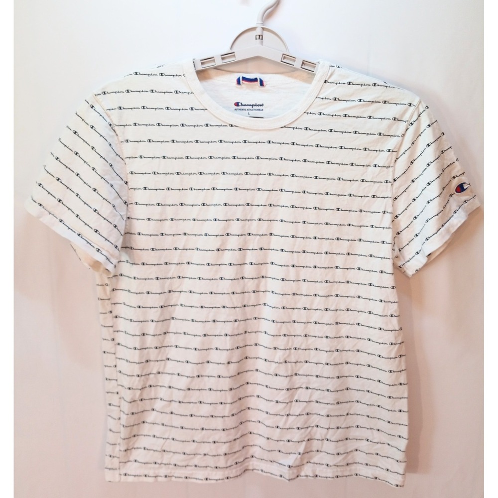 Champion all Over Logo Print Men's T-Shirt, Size Large
